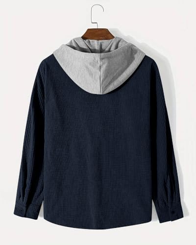 Image of Noble Monk Men's Solid Regular Fit Shirts| Shirt with Hood | Casual Wear for Men | Full Sleeve Shirt | Stylish Shirts for Men