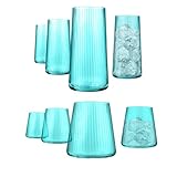 ARTLAND Soho Optic - Vasos dobles de 411.1 g y vasos altos de 496.1 g (juego de 8 piezas), vasos de bar de diseño moderno, elegantes y duraderos y elegantes, esenciales, aptos para lavavajillas