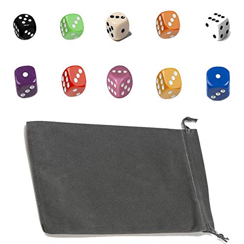 100 Pieces 6-Sided Dice Set - 16mm(5/8 inches), Rounded Corners, 10 Colors, Dice Set Make to Teach Math or Tenzies Dice Game