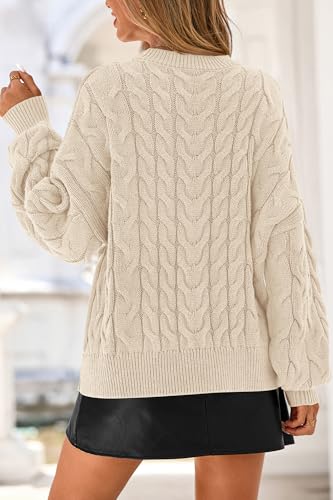 dowerme Women's Oversized Sweaters 2025 Long Sleeve Crewneck Cable Knit Chunky Pullover Cute Fall Outfits Winter Clothes4
