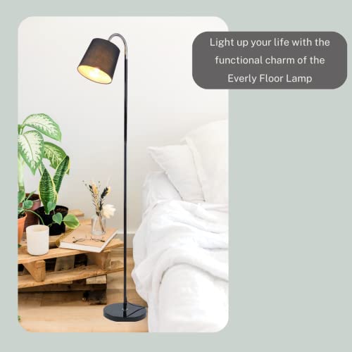 Lightaccents Everly Black Floor Lamp With Chrome Adjustable Gooseneck Head Lamp And Black Fabric Drum Lamp Shade Flexible Reading Floor Lamp Floor Lamp For Bedroom Lamp For Living Room (Black) #TOP5