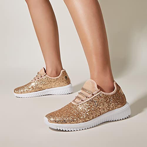 Image of K KIP WOK Fashion Glitter Sneakers for Womens Silp On Running Shoes Lightweigt Tennis Walking Sneakers