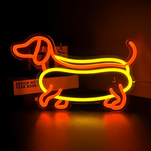 Image of Dachshund Neon Sign Cute Dachshund Neon Light LED Sign for Wall Decor,Animal Wiener Dog Neon Sign for Kids Gifts Game Room Party Man Cave Birthday Gift