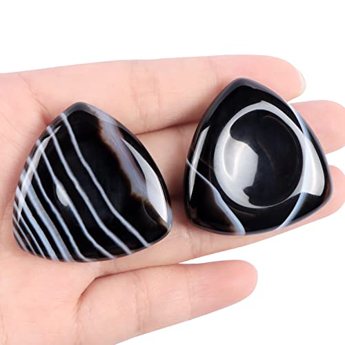 Artistone Kristalldreieck Daumen Sorgenstein Handgeschnitzter Heilkristall Taschenstein für Meditation Reiki (2 Stück) (Schwarzer Achat) Cover