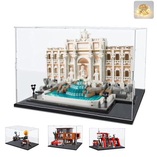 【Modelli LEGO】La vetrina teca espositiva in acrilico è adatta per LEGO 21062 Fontana di Trevi per 21354 Twilight la Casa dei Cullen per 42179 Pianeta Terra e Luna in orbita per 60414 Caserma dei pompieri e autopompa per 31153 Casa moderna per 76447 Castello di Hogwarts: Lezioni di volo . Perfetto per esporre action figure, modellismo, giocattoli, auto e oggetti da collezionismo.