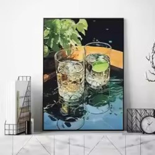Peinture cocktails d'été whisky impression sur toile pour bar et club