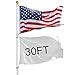 Yeshom 30feet Telescopic Aluminum Flagpole with Eagle Gold Ball Pole Top Finial 3'x5' US Flag Kit Fly 2 Flags