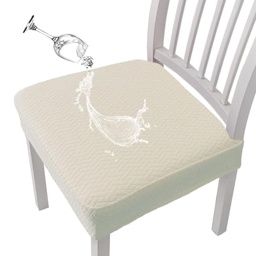 チェアカバー 撥水 防水 椅子カバー 座面用 ダイニングチェアカバー 椅子クッションカバー デスクチェアカバー 防水シートカバー 高弾力 汚れ防止 無地 防水 洗える さらり フィット ストレッチ座面カバーオフィスチェアカバー (アイボリーホワイト)