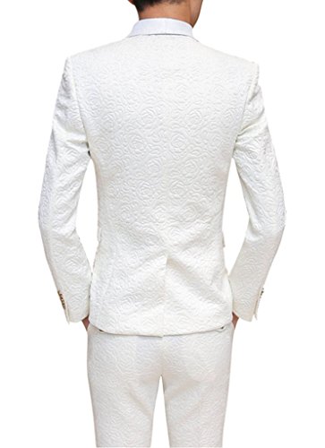 UMISS Men's Jacquard 3 Piece Suit One Button Shawl Lapel Jacket Vest & Trousers Slim Fit Tuxedo2