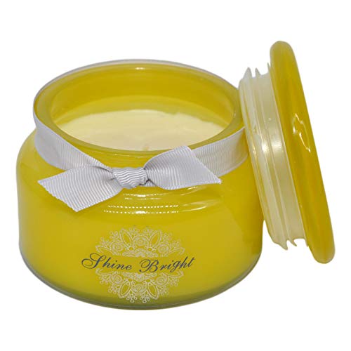 Marissa's Gifts Vela de cera de soja brillante en tarro de vidrio amarillo con caja de regalo fragancia de abeto bálsamo Cover