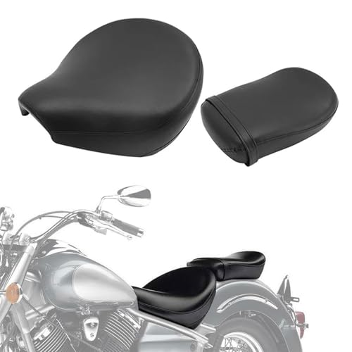 CYYHMY Motorcycle Seat for Y-amaha V-Star 1100 XVS 1100 Classic 1999-2011 Driver Seat Passenger Seat Pillion Pad Leather Waterproof Motorbike Cushion Seat (Rider & Passenger Seat)