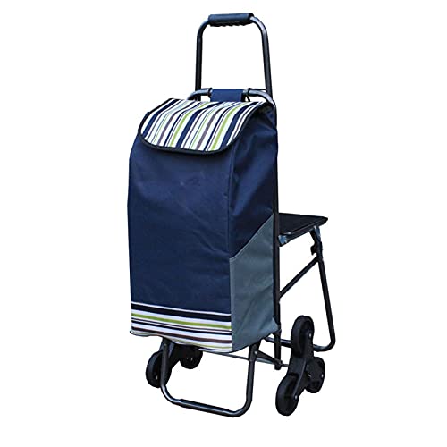 QWZ Einkaufstrolley mit 6 Rädern, leicht, tragbar, zusammenklappbar, mit Sitz, Einkaufstrolley (Farbe: C)