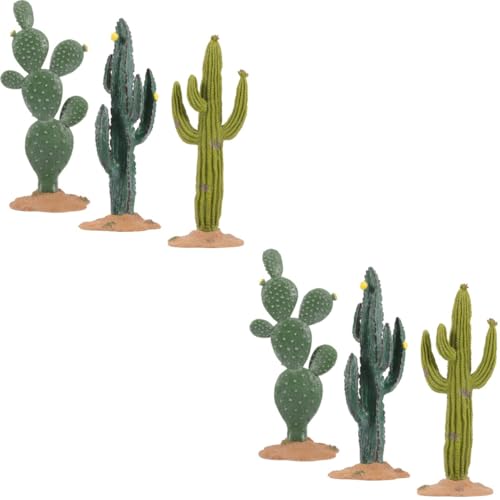 PRETYZOOM 2 Juegos Decoración De Cactus Simulada. Suculento Vides Decoración Al Aire Libre Cactus Falso Cactus Artificial Pequeño Flores Falsas Escultura De Polivinilo 3 Piezas * 2