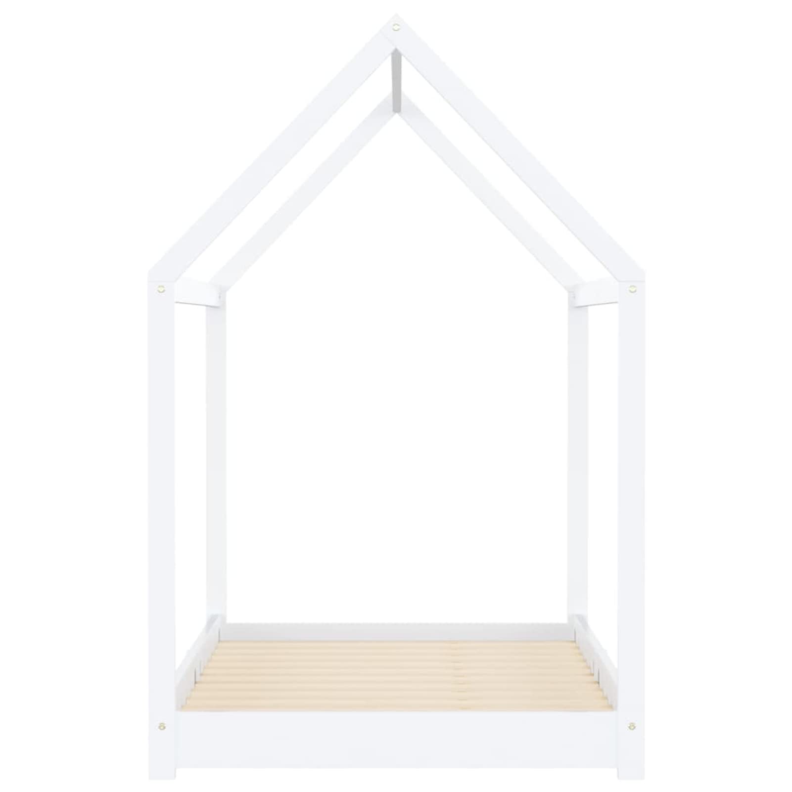 Lechnical Giroletto per Bambini Bianco in Massello di Pino 90x200 cm e,Lettino per Bambini e Bambine,Letto a Capanna,Casetta per Cameretta Bimbi