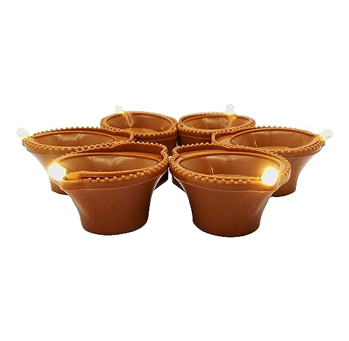 Image of BEYOND BASIC Water Sensor Diya Set Water Sensor LED Diyas Decorative Diya Decorative LED Lights E-Diya. (4, Round)