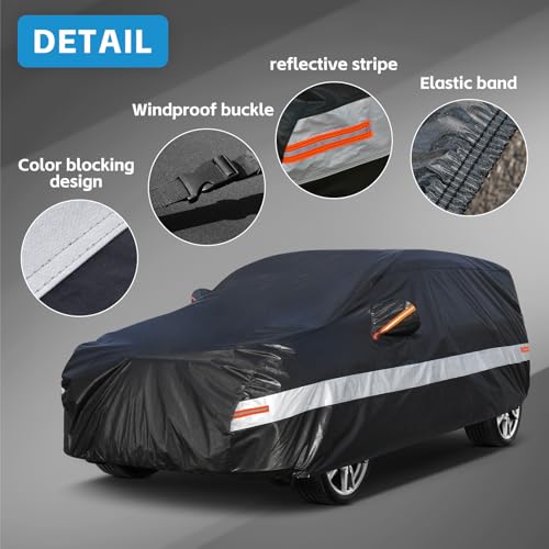 Image of 10 Layers Car Cover Waterproof All Weather for SUV,100% Waterproof Outdoor Car Covers Rain Snow UV Dust Protection. Custom Fit for BMW X3, Audi Q5, Nissan Rogue, Chevy Equinox,etc