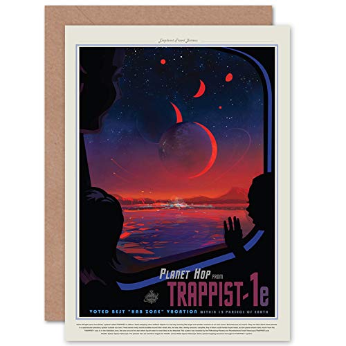 Trappist-1e Planet Hop NASA Space Tours Travel Sealed Greeting Card Plus Envelope Blank inside �f���X�y�[�X���s
