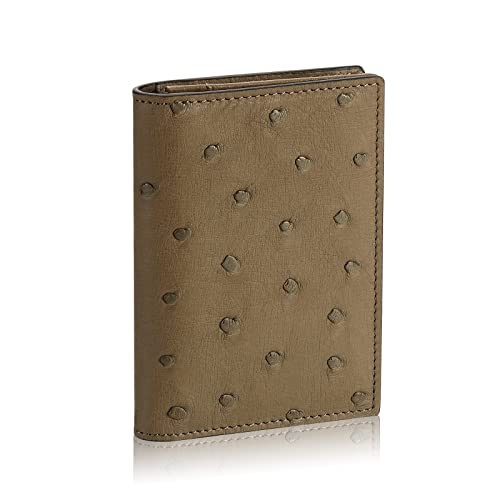 Image of HISCOW Full Grain Leather Business Card Holder Case | Minimalist EDC wallet, gusset holds 25 cards, ID window, fits folded bills, bifold profile, premium gifts for men & women