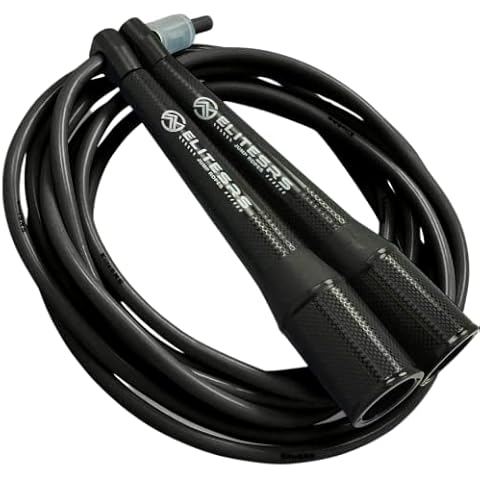 EliteSRS 10 Foot Outdoor Rated 5Mm Pvc, Boxer Jump Rope 3.0 with Smooth Action Polymer Handles and Ergonomic Slip-Resistant Dimpled Grips Black Cover