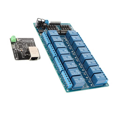 HUSHUI Module de Relais à 16 Canaux, Carte de Commande Ethernet Intelligente pour la Gestion des Appareils à Distance, Interface RJ45 5V, Utilisation Industrielle – vue 2