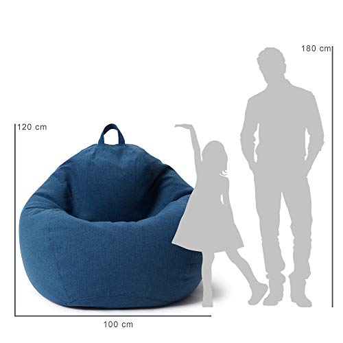Miniatura 3 de Lumaland Puff Pera Comfort Line 100x120x50cm Con Taburete Disponible Sillón Relax Puff Moldeable De Interior Puff Infantiles Con Relleno Incluido 315 Litros De Volumen Azul Oscuro