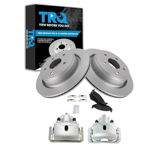 Image of TRQ Rear Brake Pad & Rotor Kit Compatible with 2007-2009 Chrysler 2002-2010 Dodge 2011-2018 Ram