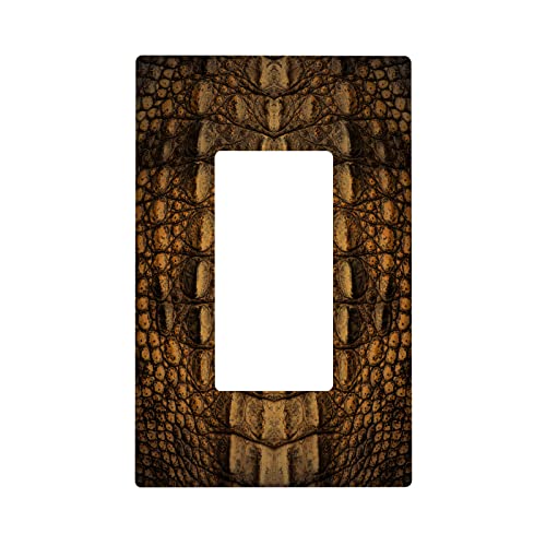 Crocodile 1 Gang Light Switch Plate, Fashion Wild Animals Fur Crocodile Skin Single Rocker Wall Plate Cover Decorative Electrical GFCI Switchplate Decora Faceplate for Kitchen Bathroom Bedroom Decor