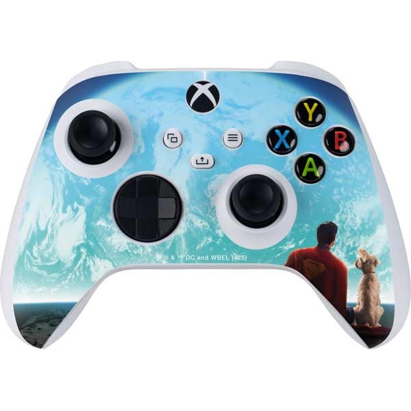 Skinit Decal Gaming Skin Compatible with Xbox Series S Controller - Officially Licensed Superman 2025 Superman & Krypto Watch The Earth Design