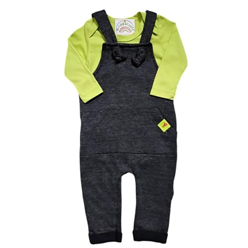 Conjunto Jardineira em Moletom e Body Manga Longa 100% Algodão RN...