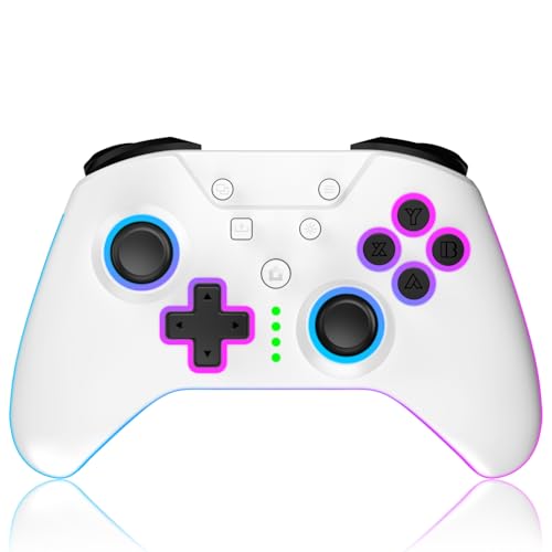 SWCTIM Xbox Controller Wireless für Xbox One, Xbox Series X/S, Xbox One X/S,2.4GHz RGB LED Licht Wireless Controller mit 3.5mm Kopfhörerbuchse,Weiß