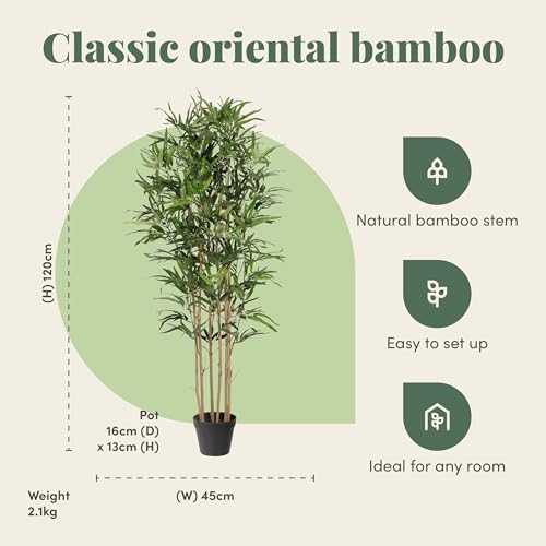 Blooming Artificial - Oriental Bamboo Tree, Realistic Artificial Plant for Garden, Home, and Office, Year Round Decorative Foliage, UV and Water Resistant (Green) (120cm) - Image 4
