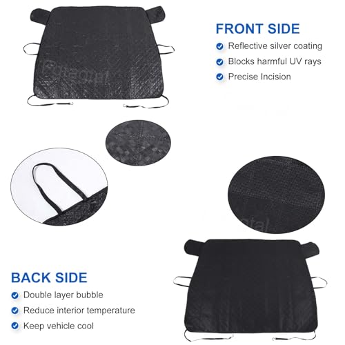 Image of Windshield Snow Cover Fit for Toyota Tacoma 2015-2022, Front Windshield Cover for Ice and Snow, Auto Extra Thick Windshield Ice Cover Protects Windshield from Rain, Sun, Frost (Black)