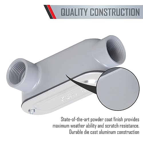 TayMac RLL150 Threaded LL Type Conduit Body, Die Cast Aluminum, Stamped Steel Cover, 1-1/2-Inch,Grey