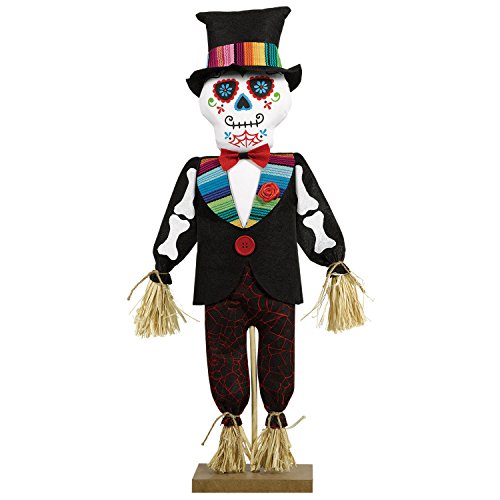 Amscan 241787 Standing Day of The Dead Scarecrow Decoration, Black