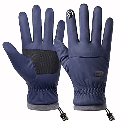 Gants chauds pour homme - Antidérapants - Imperméables - Coupe-vent - Épaissir - Gants de sport - Pour ski, randonnée - Bleu marine Cover