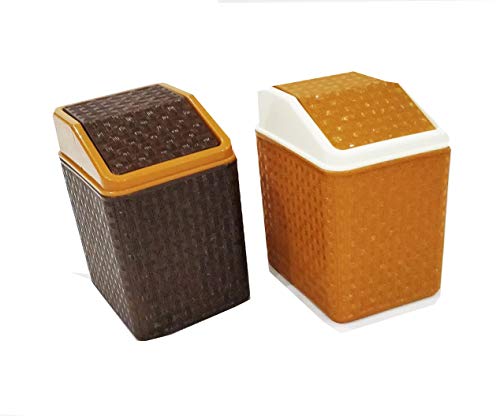 CSM® Small Table Dustbin/Desk Dustbin with Attached lid- Combo of 2 Pcs CSM® Small Table Dustbin/Desk Dustbin with Attached lid- Combo of 2 Pcs