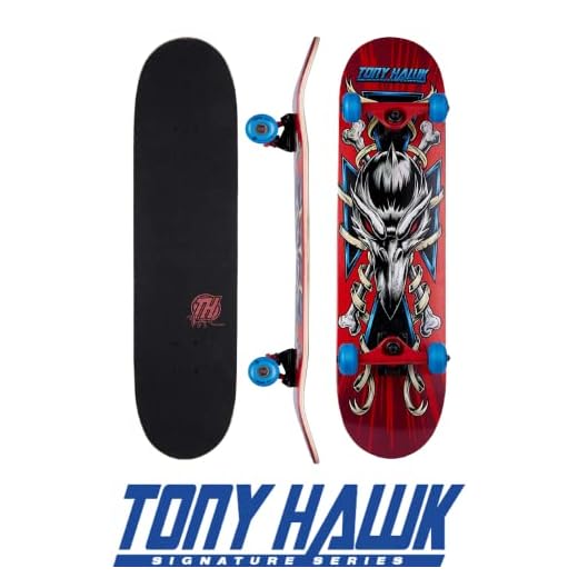 31" Tony Hawk Signature Series Skateboard, 9 - Ply Maple Deck Skateboard for Cruising, Carving Tricks, and Downhill