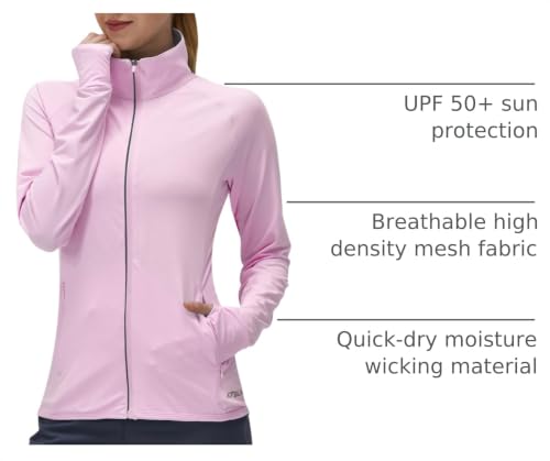 Image of Women's UPF 50+ UV Sun Protection Clothing Long Sleeve Athletic Hiking Shirts Lightweight SPF Zip Up Outdoor Jacket