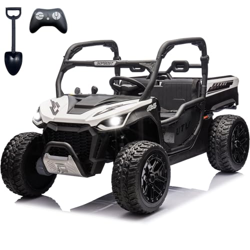 Image of NEWQIDA 2 Seater Kids UTV 24V Ride on Toy for Kids 3-8 Side by Side, White