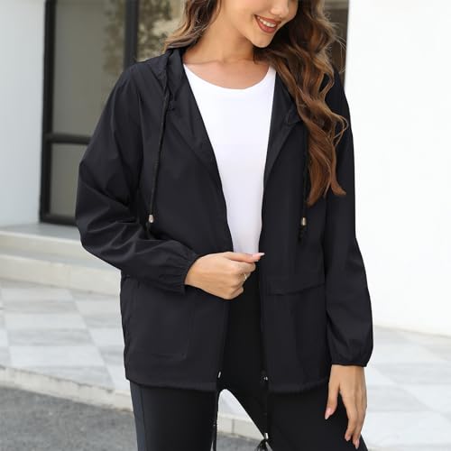 American Trends Women Rain Coats Lightweight Waterproof Outdoor Rain Jacket with Hood Packable Raincoats4