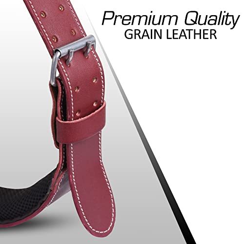 Fueri Premium Grain Leather Tool Work Belt | Foam Padded Thick Leather Work Belt | Framers Tools Belt Built For Carpenter, Mechanic And Electrician (Maroon) #TOP1