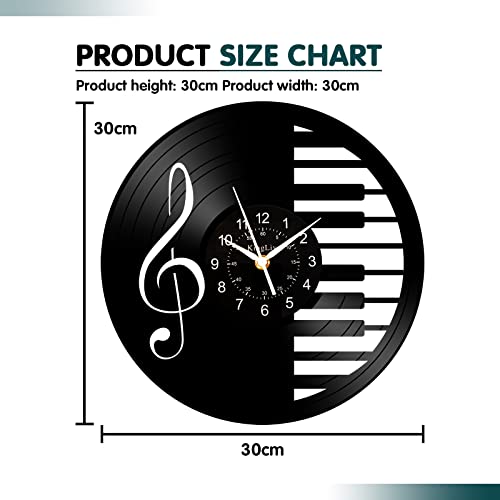 Kinglive Vinyl Wall Clock Music Decorations, Music Notes Vintage Wall Art -Gift For Musical Lovers - 12” Black Rock And Roll Record Wall Clock For 50'S Theme Party Music Party Favors Decor #TOP5