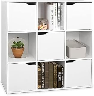 Lillyvale Cube Storage Unit Bookcase Book Shelf Rack Case Shelving Display Unit Cabinet Shelves Small Slim Living Room Bedroom White Black (White)