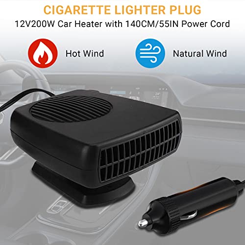 Car Heater, 12V 150W Portable Car Demister Windshield Defogger And Defroster Fast Heating&Cooling Fans With Cigarette Lighter Plug/Ergonomic Handheld/360° Rotary Base For Car, Suv, Jeeps, Trucks, Mpv #TOP3