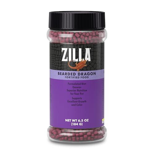 Zilla Fortified Food for Bearded Dragons, Complete Nutritional Diet, Supports Excellent Growth and Color, Extruded Pellets, 6.5 ounces