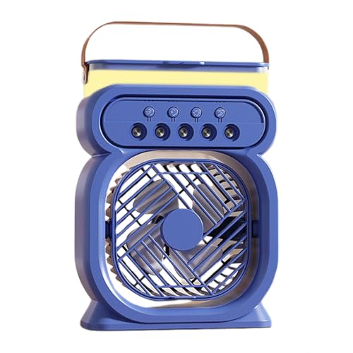 Ventilador portátil con niebla - Ventilador de escritorio personal - Enfriador de aire - 3 velocidades de - Refrigeradores tratados y luz nocturna de 7 colores - Para dormitorio, viaje