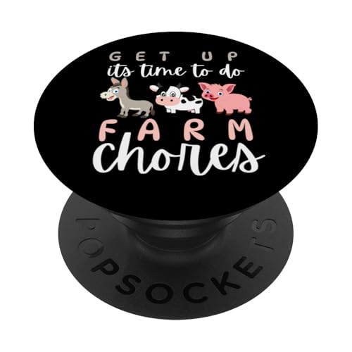Get up Its Time to do Farmer Chores, Funny Farmer Farming Lover PopSockets PopGrip Adhésif