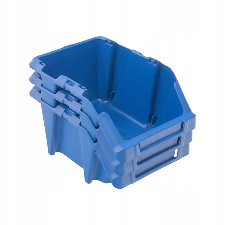 Mega-M Pojemnik KUWETA WARSZTATOWA Magazynowa ZESTAW Plastikowy | Niebieska | Możliwość piętrowania (25 szt. - 155x250x120mm)
