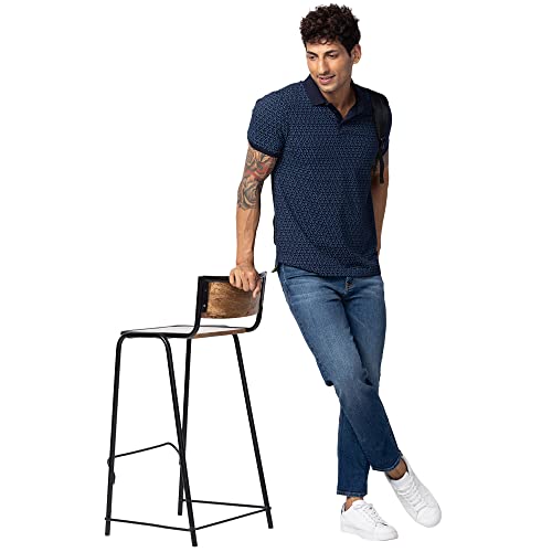Image of Spykar Men's Slim Fit Polo Neck Half Sleeve Solid Casual T-Shirt