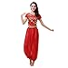Produktbild Xinvivion Damen Bauchtanz Kostüm Set - Tanzen Top + Laterne Hosen Professionel Karneval Tänzer Outfit Suit